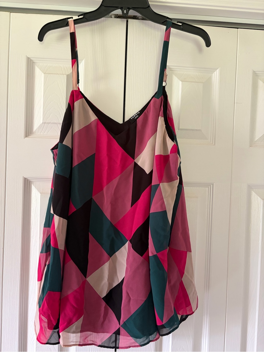 torrid Pink Teal Black Geometric Spaghetti Strap Dress